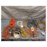 Set of Various Extension Cords and Portable Work Lights