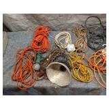 Set of Various Extension Cords and Portable Work Lights