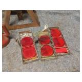 Assorted Heavy Duty Vehicle Jack Stands and Red Reflectors