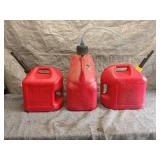 Set of 3 Red Gas Cans with Spouts