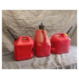 Set of 3 Red Gas Cans with Spouts