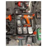 Collection of Power Tools and Chargers Including Bosch Drill and Black & Decker Cases