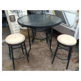 Outdoor Glass Top Patio Table with 2 Bar Stools