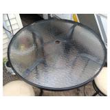 Outdoor Glass Top Patio Table with 2 Bar Stools