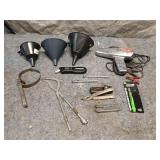 Automotive Tool Set with Leatherman, Timing Light, and Funnels