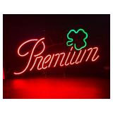 Grain Belt Premium Beer, with shamrock, neon sign