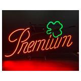 Grain Belt Premium Beer, with shamrock, neon sign