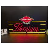Grain Belt Premium Beer, with logo and gold stripes, neon sign