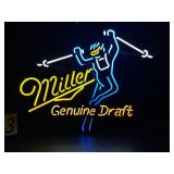 MGD Miller Genuine Draft downhill skier neon sign