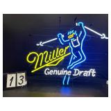 MGD Miller Genuine Draft downhill skier neon sign