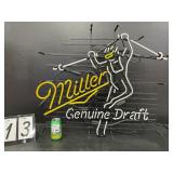 MGD Miller Genuine Draft downhill skier neon sign