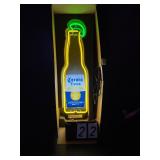 Corona Beer bottle with lime neon sign
