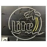 Miller Lite tropical neon sign with palm tree