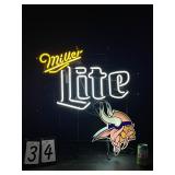 Miller Lite, MN Vikings NFL football neon sign
