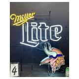 Miller Lite, MN Vikings NFL football neon sign