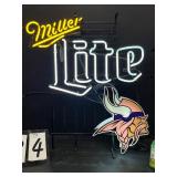 Miller Lite, MN Vikings NFL football neon sign