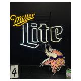 Miller Lite, MN Vikings NFL football neon sign