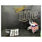 Miller Lite, MN Vikings NFL football neon sign