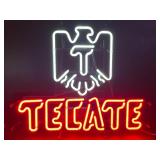 Tecate beer neon sign with logo