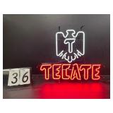 Tecate beer neon sign with logo