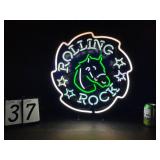 Rolling Rock "saw blade" neon with horse