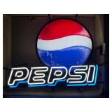 Pepsi double stroke neon sign with blue drop shadows