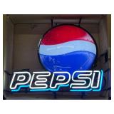Pepsi double stroke neon sign with blue drop shadows