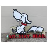 Dog at the Library neon lit sign