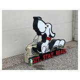 Dog at the Library neon lit sign