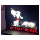 Dog at the Library neon lit sign