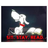 Dog at the Library neon lit sign