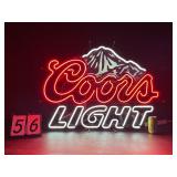 Large Coors Light neon sign with mountain