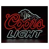 Large Coors Light neon sign with mountain