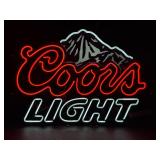 Large Coors Light neon sign with mountain