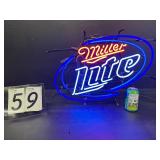 Large Miller Lite blue and white oval, neon sign