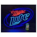 Large Miller Lite blue and white oval, neon sign