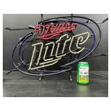 Large Miller Lite blue and white oval, neon sign
