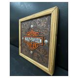 Harley Davidson clock with tooled leather face