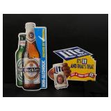 Heineken and Miller Lite tin tackers, Lot of 2, NOS