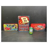 Lot of 3 tin NASCAR items: #24 Jeff Gordon and Dale Jr #8