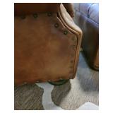 Restoration Hardware Churchill Tufted Leather Wingback Chair and Ottoman