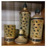 Frosted Leopard Cylinder Jar Décor, set of 3