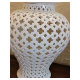 Pierced White Ceramic Ginger Jar, set of 2