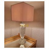 Heavy Lucite Urn Table Lamp with Moc Croc Shade