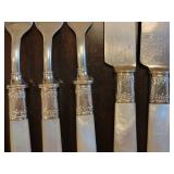 Sterling Banded Mother of Pearl Handled Knife & Fork Service