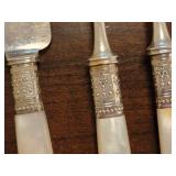 Sterling Banded Mother of Pearl Handled Luncheon and Dinner Flatware Service