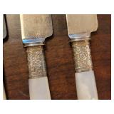 Sterling Banded Mother of Pearl Handled Luncheon and Dinner Flatware Service