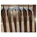 Sterling Banded Mother of Pearl Handled Knife & Fork Service