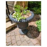 Black Resin Urn Planters with Floral Display