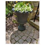 Black Resin Urn Planters with Floral Display